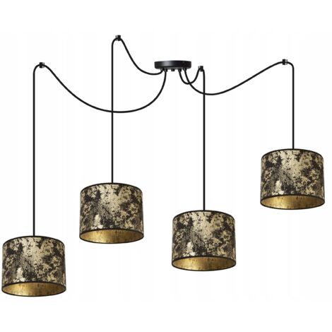LAMPE DE PLAFOND SUSPENDU MOTIF ARAIGNÉE ABAT-JOUR DORÉ (1/5)