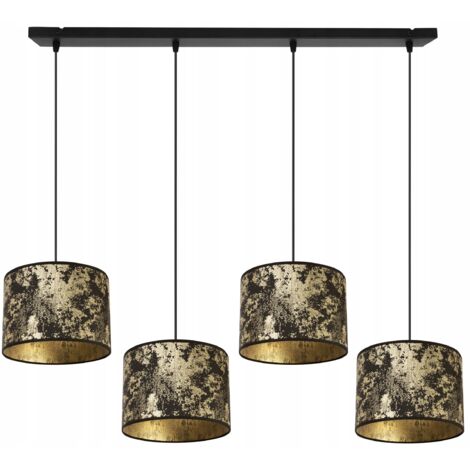 Suspension, lustre, plafonnier, abat-jour à motifs dorés (1/5)