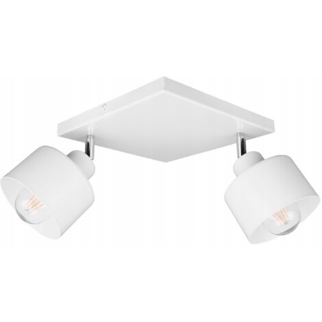 Plafonnier Hofstein 2 Spots Métal Brossé Blanc - Lampe Suspendue Pour Couloir, Cuisine, Salon