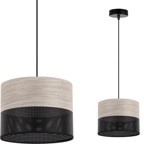 LAMPE SUSPENDU SIMPLE ABAT-JOUR PLACAGE CHÊNE BLANCHI 20CM