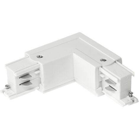 Connecteur pour rails d'éclairage COIN DROIT BLANC TRIPHASÉ (1/4)