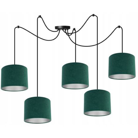 LAMPE SUSPENDU PLAFOND LUSTRE ABAT-JOUR CHROME VELOURS (1/5)