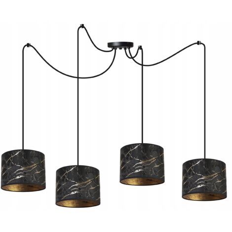 LAMPE DE PLAFOND SUSPENDU MOTIF ARAIGNÉE ABAT-JOUR DORÉ (1/5)