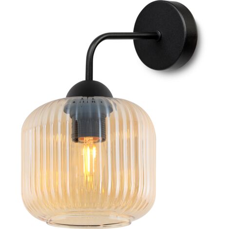 APPLIQUE RIFFLE NOIRE 1 PL ABAT-JOUR MIEL CYLINDRE E27