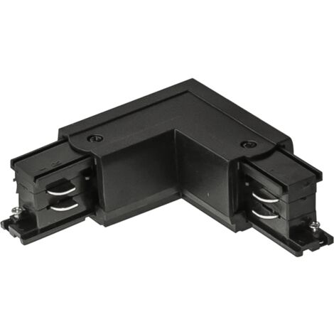 Connecteur pour rails d'éclairage COIN DROIT NOIR TRIPHASÉ (1/4)