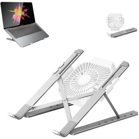 Support pliable en aluminium avec ventilateur pour tablette et ordinateur portable jusqu'à 17" F1 (argent) (1/5)