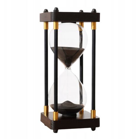Sablier RETRO en verre et bois, 60 minutes, XXL, 25 x 10 cm, noir (1/5)