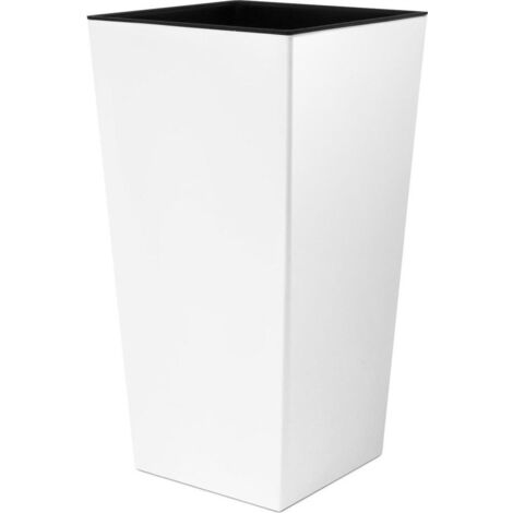 Pot de fleurs haut avec insert 35l – Plastique blanc – Largeur 29cm – Hauteur 55cm – Pour intérieur spacieux et terrasse – Prosperplast