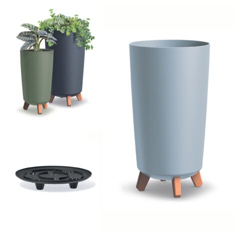 Pot de fleurs sur pieds GRACIA TUBUS SLIM DGTL240 Gris clair (1/4)