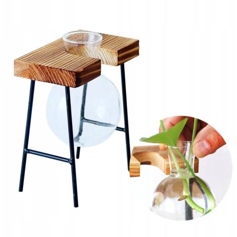 Pot décoratif VERRE BOIS Hydroponie ENSEMBLE D'ENRACINEMENT 1 pièce SUPPORT EN BAMBOU (1/5)