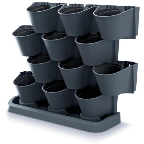 Jardin vertical sur pied – Jardin en cascade – Anthracite – Système d'irrigation à flux continu – Modules avec draineur – Prosperplast