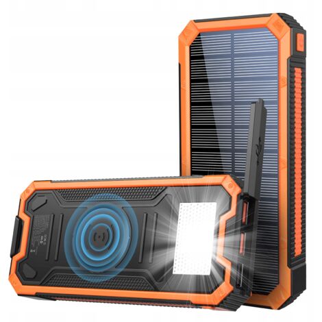 Batterie externe solaire 4 ports USB 20 000 mAh 20 W à induction IP65