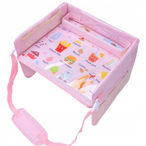PRTIOK Table De Voyage Pour Siège Enfant Avec Poches Filet - Plateau Jeu Et Repas Bleu