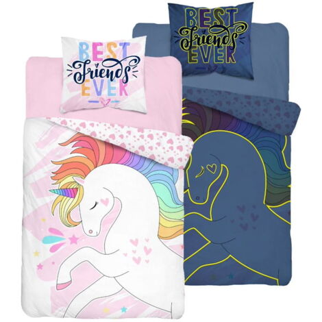 Parure de lit phosphorescente 140x200 Licorne Licorne