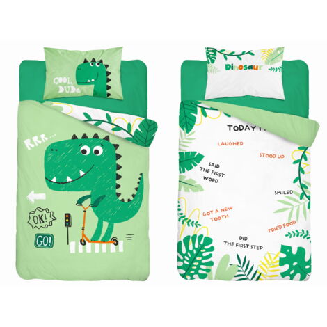 Parure de lit en bambou pour lit bébé Dino T-rex 90x120 DETEXPOL (1/5)
