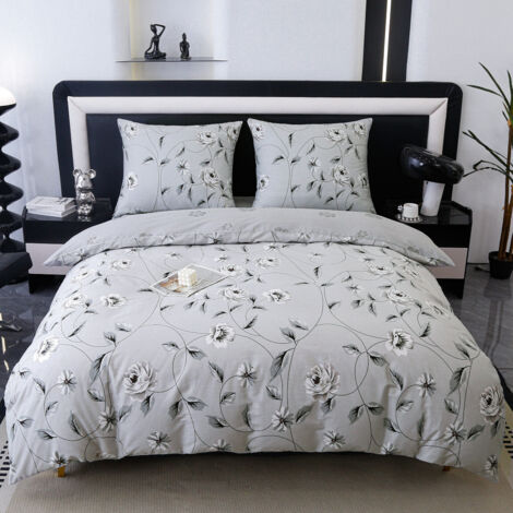 Parure de lit en coton premium 160x200 fleurs (1/5)