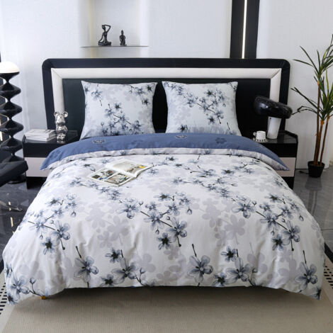 Parure de lit en coton premium 220x200 fleurs (1/5)