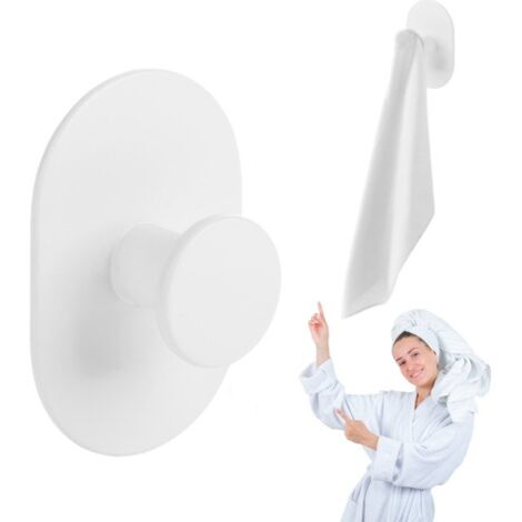 Porte-serviettes mural simple autocollant blanc pour salle de bain (1/3)