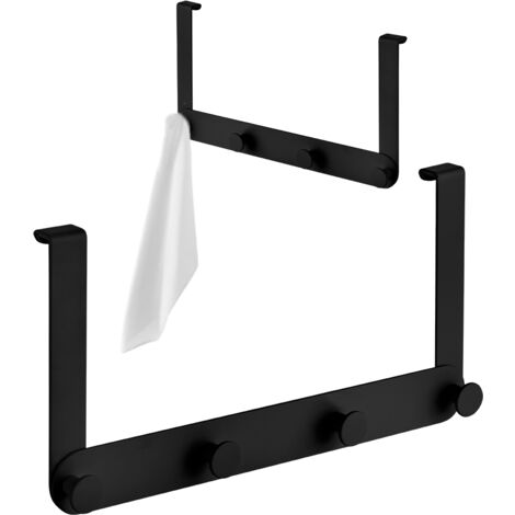 Cintre pour cabine de douche, crochet porte-serviettes quadruple en acier noir (1/4)