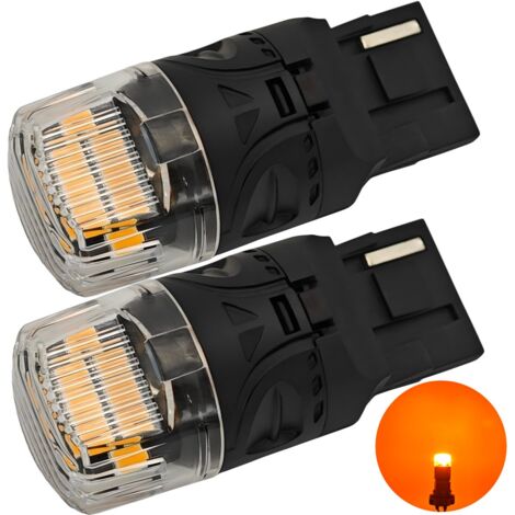 Lot de 2 ampoules LED W21W 7440 12 V 1800 lm CANBUS orange (1/5)