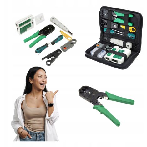 Kit Pince à Sertir Réseau RJ45 MAYLINE-TECH Rouge - Outils Pour Câbles Ethernet