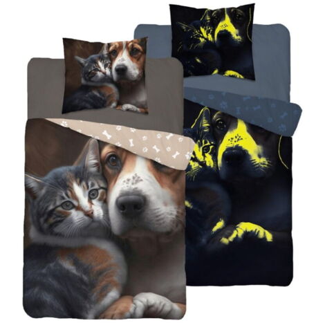Parure de lit phosphorescente 160x200 pour chat et chien (1/5)