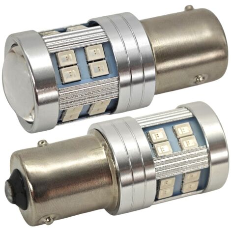 Lot de 2 ampoules LED PR21W BAW15S 12-24 V CANBUS rouge 1500 lm puissantes (1/5)