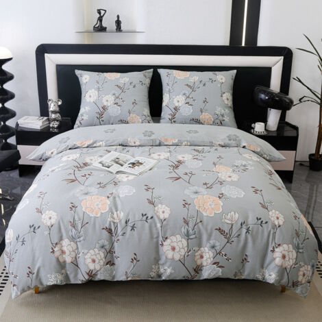 Parure de lit en coton premium 220x200 fleurs (1/5)
