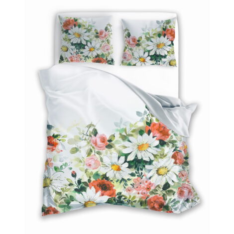 Parure de lit en satin 160x200 imprimé numériquement Nobile Flowers Multicolor Flower Meadow (1/5)