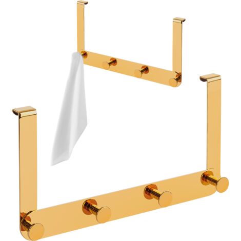 Cintre pour cabine de douche, crochet porte-serviettes quadruple en acier doré (1/3)