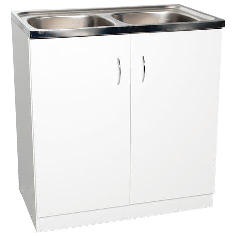 Meuble sous-vasque simple 80x60 blanc – Aggloméré laminé 16mm – Largeur 80cm – Hauteur 82cm – Profondeur 54,5cm (1/5)