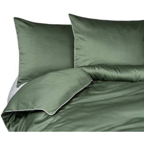 Parure de lit en pur coton Makosatin 160x200 Vert Premium (1/5)