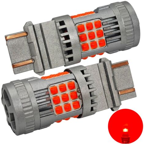 Lot de 2 ampoules LED 3157, P27/7W 12-24V sans erreur 2200lm rouge intense (1/5)