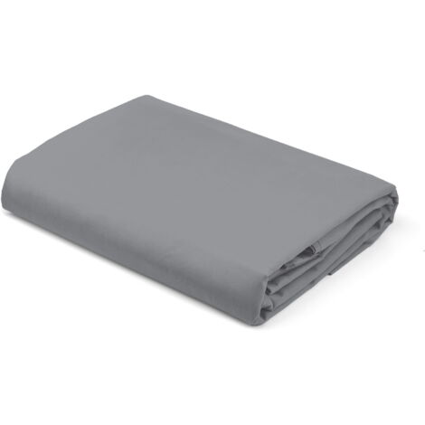 Drap satin 160x200 plat sans élastique Gris (1/3)
