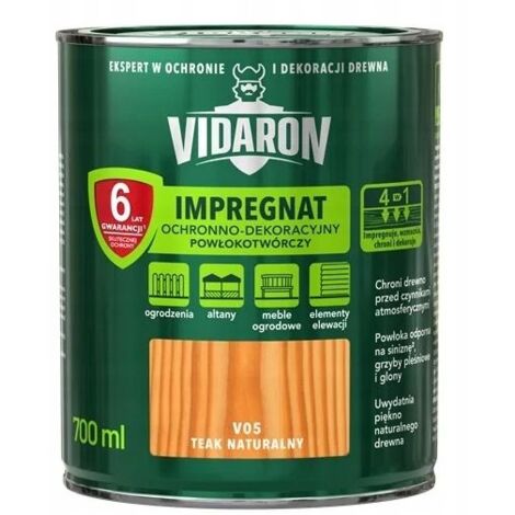 VIDARON REVÊTEMENT IMPRÉGNANT PROTECTEUR ET DÉCORATIF TECK NATUREL V05 0,7 L