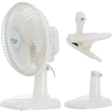 Ventilateur de table 15 cm avec clip – Débit d'air 7 m3/min – 2 vitesses – Angle d'inclinaison 16° – Niveau sonore 46 dB – AD7317 – Adler