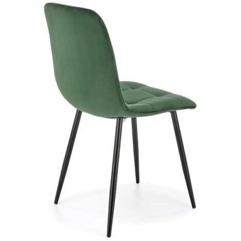 Chaise rembourrée en velours noir vert foncé K526 (1/4)
