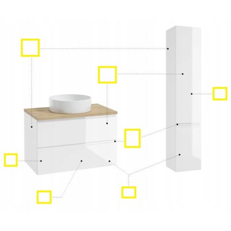 Colonne de salle de bain suspendue, blanc brillant, 157x30 cm, Modus (1/4)