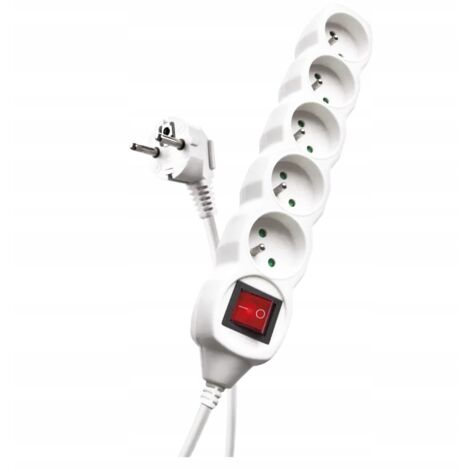 Prolongateur Avec Interrupteur Et 2 Prises Schuko - 0,5m, 16A 250V, IP44 - Pour Intérieur/Extérieur, Sécurisé - 5