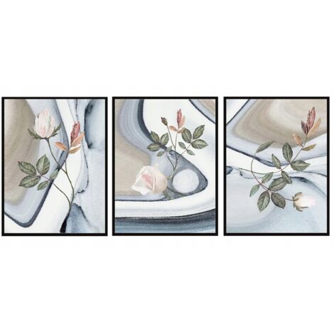 Lot De 2 Photos De Fleurs Encadrées - Cadres Dorés Sans Verre - Déco Murale