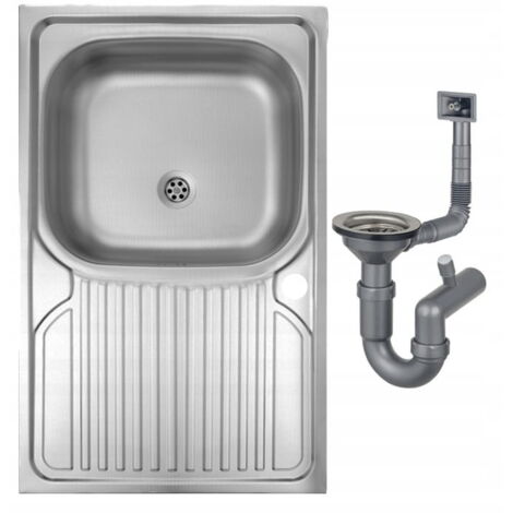 Évier à poser en acier satiné 1 bac 80x50 avec égouttoir – Installation facile – Design moderne et durable