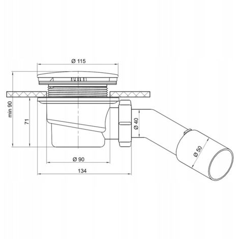 Siphon douche à l'italienne 90 mm – Champignon chromé – Installation facile avec écrou antidérapant – Matériau en polypropylène