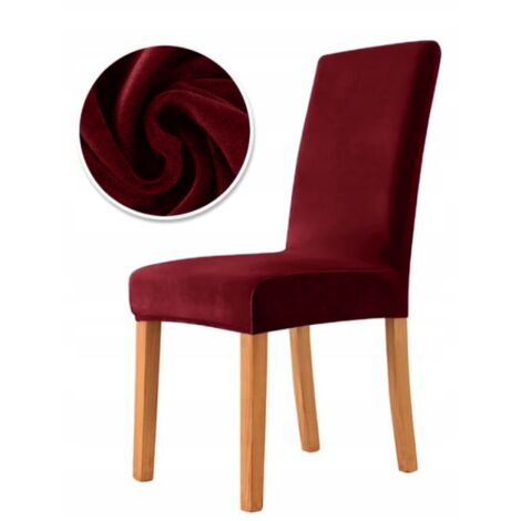 HOUSSE DE CHAISE EN VELOURS ROUGE FONCÉ ÉPAIS (1/5)