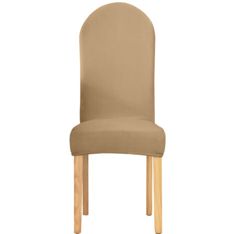 HOUSSE de chaise DOSSIER ARRONDI velours BEIGE CAPPUCCINO (1/5)