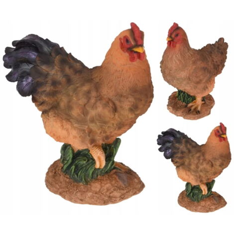 Statuette De Poule En Résine Pour Jardin – Famille De Poussins, Déco Extérieure Colorée Et Réaliste