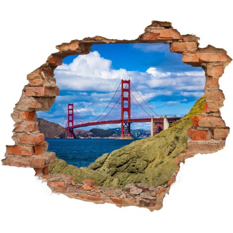 STICKERS MURAUX EN BRIQUES 3D AVEC VUE (1/5)