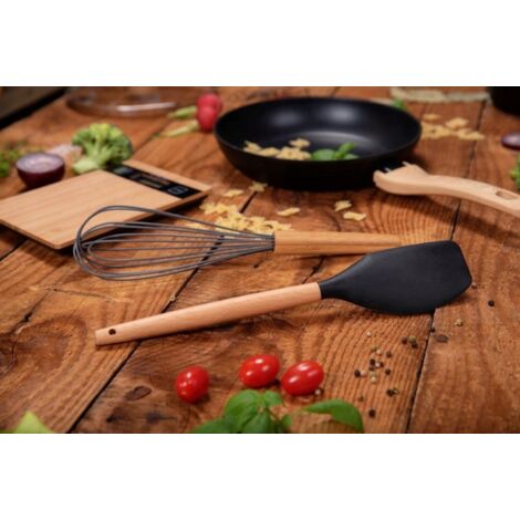 Fouet De Cuisine Silicone Walfos 21,5 Cm – Têtes En Acier Inox + Silicone Anti-Rayures – Résistant Chaleur 480°F – Ergonomique