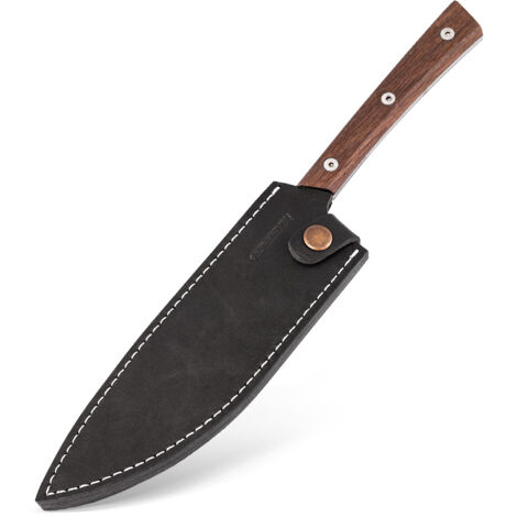 Couteau de cuisine BPS Knives Rosemary Umber - Édition limitée  Acier inoxydable 5Cr14MoV, chêne des marais, étui en cuir noir