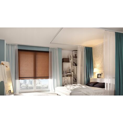 Tringle à rideaux double rail de plafond en PVC 120 cm (1/2)
