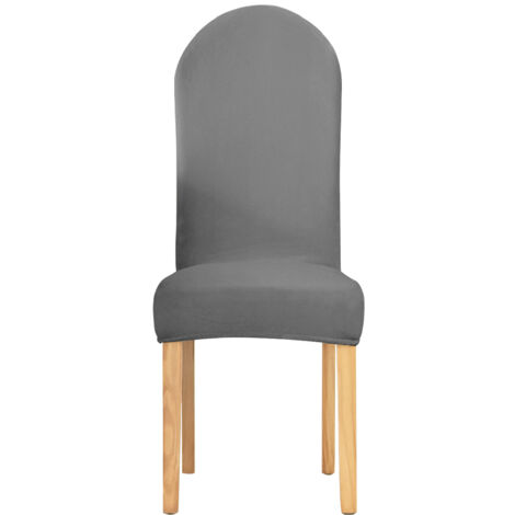 Housse de chaise DOSSIER ARRONDI velours GRIS FONCÉ